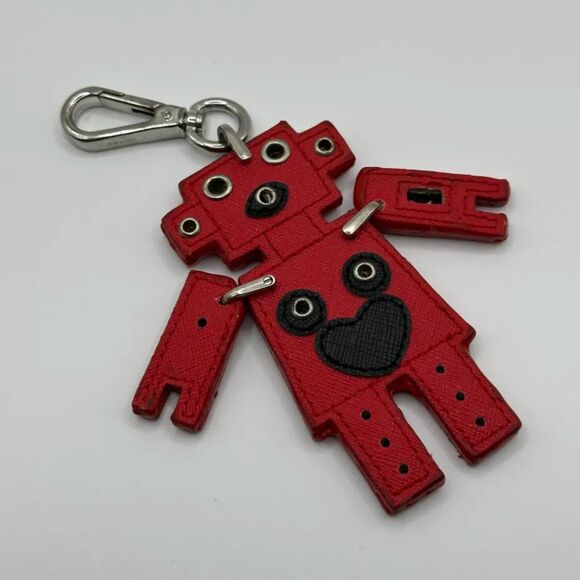 Prada Motif Red Robot Heart Key Chain Charm - Picture 3 of 5